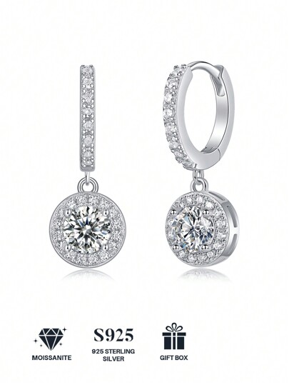 أقراط من الفضة الإسترليني عيار 925 مرصعة بالموسانيت، مجوهرات خالية من الحساسية للنساء، ديكور راقي، مناسبة لعيد الأم، عيد الحب، الزفاف، الذكرى السنوية، عيد الميلاد، المناسبات الرسمية والاستخدام اليومي