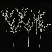 50pcs Acrylic Bead Pendant Flower Stems Bouquet Crystal Flower Buds Branches, Suitable For Wedding Home Decor Floral Crafts - White - View 6