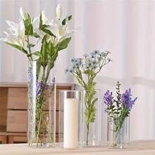 8 件简约优雅的水培花瓶，30 厘米/11.81 英寸玻璃圆柱烛台，用于插花和蜡烛展示、婚礼中心装饰、家庭办公室装饰，非常适合家庭和活动装饰