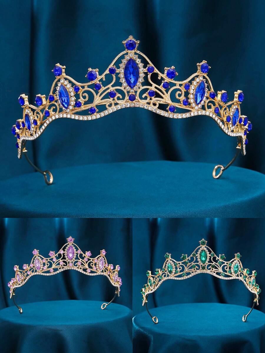Une couronne raffinée et pour femme, comme une tiare de rêve. Avec divers pierres précieuses colorées au choix, radieuse comme des fleurs épanouies. L'accessoire parfait pour les mariages, les fêtes, les galas, les bals et les séances photo, rendant la porteuse brillante et élégamment attrayante