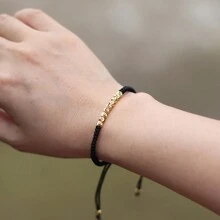 經典幸運紅繩手鍊，可調節中性小珠手鍊，適合女性與女孩，紅黑配色幸運手鍊，派對飾品 - 可調式手繩 - 查看 9