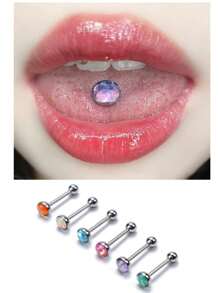 1pc Hypoallergenic 316L Titanium Steel Tongue Barbell, Fish Scale Gradients, 8/10/12/14/16mm Length, 7mm Diameter, 5mm Ball, 14G, Body Jewelry Piercing