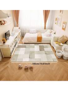 柔软亲肤仿羊毛复古方形砖客厅地毯，毛绒柔软地毯，适用于咖啡桌、衣柜、防滑卧室床边地毯，厚实蓬松休闲地毯，适用于万圣节、圣诞节装饰，可清洗，适用于客厅、厨房、卧室、儿童房、各种尺寸、办公椅垫、入口门垫、婴儿游戏垫、简约多功能房间装饰垫 - 杏色 - 查看 14