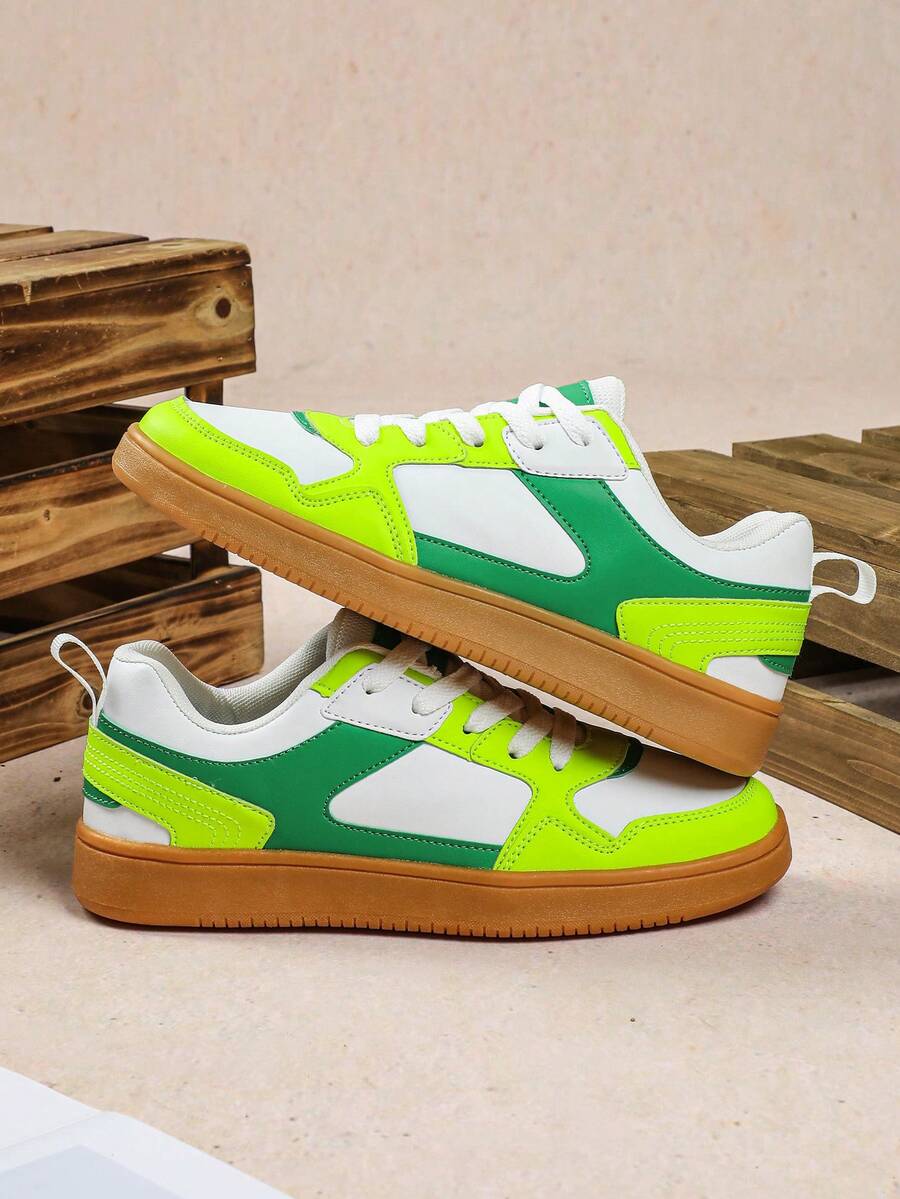 Giày thể thao nam màu xanh lá cây huỳnh quang nhiều màu, thời trang, thoáng khí, nhẹ, thoải mái, thích hợp đi làm, trượt ván, làm quà tặng, dự tiệc. - Nhiều màu - Xem 1