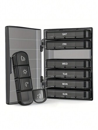 1pc Weekly Pill Organizer, 4 Times A Day, Large Daily Medication Box, 7 Days Portable Travel, Light-Proof Pill Case, Suitable For Fish Oil, Vitamins, Supplements, Medicines