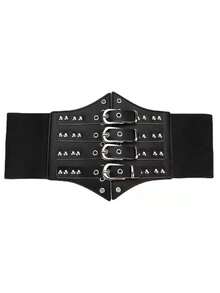 Lolita Punk Gothic Steampunk Subculture Waist Belt Corset Cincher Slimming Y2K Accessory Cos Halloween - Black - View 6