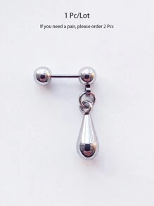 1Pc Not Allergic Silvery Stainless Steel Drop Pendant Earring Dopamine Barbell Earrings Helix Piercing Ear Bone Nail
