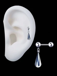 1Pc Not Allergic Silvery Stainless Steel Drop Pendant Earring Dopamine Barbell Earrings Helix Piercing Ear Bone Nail