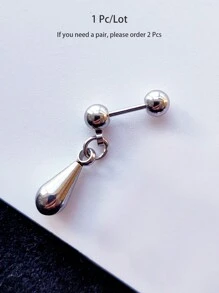 1Pc Not Allergic Silvery Stainless Steel Drop Pendant Earring Dopamine Barbell Earrings Helix Piercing Ear Bone Nail