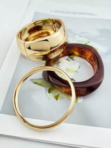 5 件/4 件/3 件/2 件套装简约朋克不对称大号粗手链，女士永恒之美袖口手链礼品套装，适合日常佩戴作为珠宝配饰（表面可能有轻微划痕，请以实物为准）