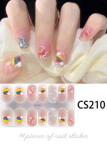 1 张全指甲贴纸套装 - 具有花卉、几何和心形主题设计，包括美丽的郁金香图案、闪闪发光的元素和 3D 蝴蝶结装饰，打造优雅时尚的美甲 - Follow Your Heart - 查看 20