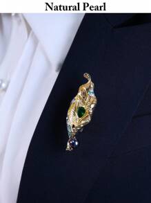 mufan 1 pièce Broche de perle d'eau douce naturelle de 7-8 mm, style feuille, haute brillance, convient pour les rencontres, les fêtes, les voyages, les mariages, les amis/costume de soirée, bijou cadeau, avec boîte cadeau