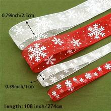 1 件圣诞装饰透明雪花图案丝带、礼品包装 DIY 配件泡沫印花欧根纱胶带（不含线轴） - 彩色 - 查看 3