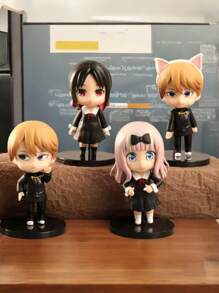 Anime Set 4 Love Is Waar Kaguyaa Samaa, Chikaa, Miyukii Collectible Figures - Black - View 1
