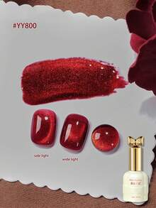 1 瓶 10ml 新年红色彩色玻璃猫眼指甲油凝胶，闪亮深红色漆 - 沙龙品质美甲 - 紅色 - 查看 6