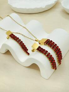 4 件女士时尚波西米亚度假风格锆石流苏吊坠项链耳环配饰套装，适合生日、圣诞节、约会、聚会、婚礼、礼品套装、赠送朋友、赠送爱人 - 彩色 - 查看 8