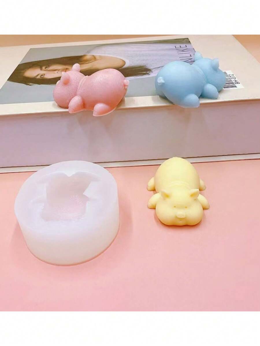 1 pezzo Stampo in silicone mini di anatroccolo e maialino carino, per realizzare statuine di maialini e anatroccoli, per gesso, diffusore di oli essenziali, stampo per candele - Bianco - Visualizzare 1