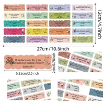 200pcs Spanish Bible Inspirational Stickers, Colorful Flower Bible Verse Stickers For Christian Planner, Sticker, Inspirational Magazine Sticker, Fan-Shaped Edge Faith Decal For Vase, Notebook, Computer Screen Back To School