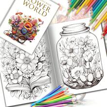 Flower World Series Adult Coloring Book For Women - With 32 Pages Flowers Pattern , Adult Color Book For Easy , Funny , Stress Relief , Relaxation , Anxiety And Depression - Ideal Christmas Gift For Women Girls Back To School,Mother's Day,Mom's Gift