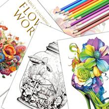 Flower World Series Adult Coloring Book For Women - With 32 Pages Flowers Pattern , Adult Color Book For Easy , Funny , Stress Relief , Relaxation , Anxiety And Depression - Ideal Christmas Gift For Women Girls Back To School,Mother's Day,Mom's Gift