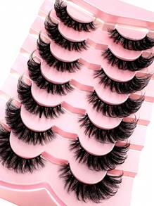 LYBCG Cosplay Manga 7 Pairs Cat Eye 3D Mink Lashes, Fluffy Soft Fine Natural Cross Lashes Extend Eyelash Extension, 8D Elongated Wispy False Eyelashes - Lông mi  mắt mèo - Xem 5