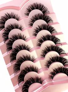 LYBCG Cosplay Manga 7 Pairs Cat Eye 3D Mink Lashes, Fluffy Soft Fine Natural Cross Lashes Extend Eyelash Extension, 8D Elongated Wispy False Eyelashes - Lông mi  mắt mèo - Xem 3