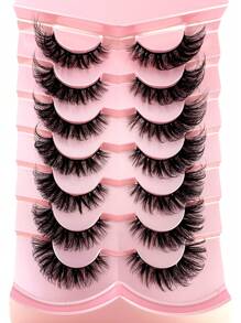 LYBCG Cosplay Manga 7 Pairs Cat Eye 3D Mink Lashes, Fluffy Soft Fine Natural Cross Lashes Extend Eyelash Extension, 8D Elongated Wispy False Eyelashes - Lông mi  mắt mèo - Xem 4