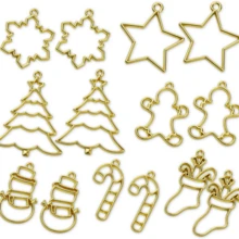 5/10 件可爱圣诞系列雪人圣诞树礼物铃铛合金 DIY 吊坠饰品 DIY 工艺品 DIY 手工制作配件滴胶框架空心金属框架吊坠 - 聖誕節系列 - 查看 7