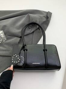 Leather Shoulder Bag For Women Designer Ladies Underarm Bag Work Tote Handbag Purse - Black - View 7