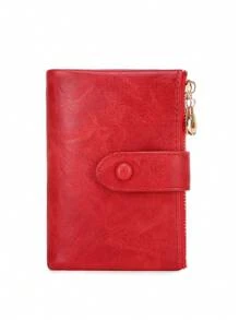 MIYIN Vintage Wallet With Button Closure Business Casual Multiple Card Slots Coin Portable Three-Fold Design Short Wallet Retro Style Zipper Wallet Stylish Button Closure Women's Wallet For Daily Outings Shopping For Women Wallet Purse Wallet Small Wallet