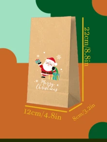 1/12 件牛皮纸圣诞礼品袋，圣诞快乐印花饼干/糖果/礼品包装袋，带贴纸，儿童礼品包装 - 彩色 - 查看 3