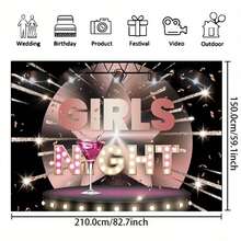 1 件女性之夜派对背景，玫瑰金和黑色，无需电源，适用于单身派对、生日、蛋糕装饰、肖像摄影、家居和厨房派对装饰 - 1個 - 查看 5