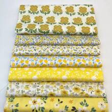 7 Pcs Fabric Floral Pre-Cut Quilt Squares Fat Quarters,Fabric Bundles For Sewing & Quilting