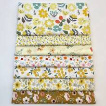 7 Pcs Fabric Floral Pre-Cut Quilt Squares Fat Quarters,Fabric Bundles For Sewing & Quilting