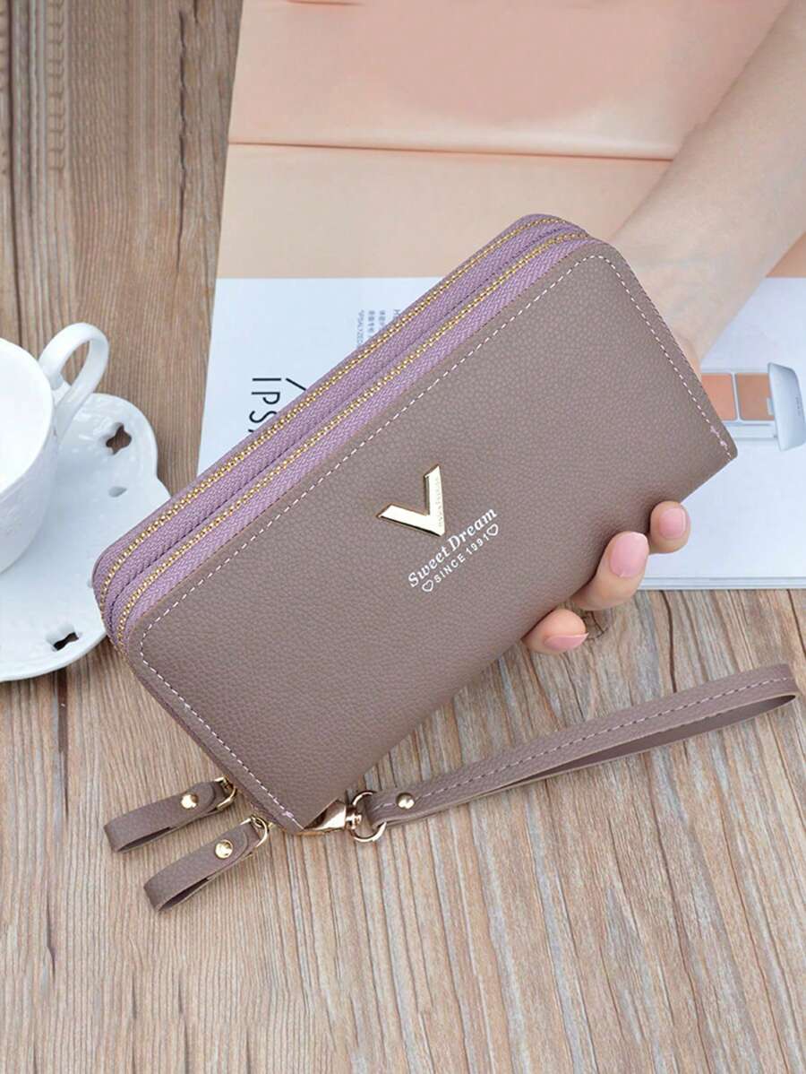 Nuevo monedero de mujer de estilo medium - Bolso de embrague de moda con cremallera doble capa para teléfono móvil - Regalo/presente para mujer - Monedero largo, cartera, monedero de muñeca