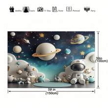 1pc 1st Birthday Balloon Party Photography Background Outer Space Universe Astronaut Birthday Party Decor Shower Background Starry Sky Happy Birthday Backdrop Studio Props