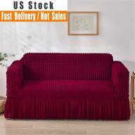 1pc Plain Solid Color Stretch Bubble Chiffon Sofa Cover, 100% Polyester Soft Massage Fabric For Living Room, Suitable For All Seasons And Christmas Theme