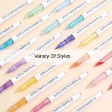 Languo 9色软头丙烯马克笔套装,240色学生DIY涂鸦绘画本内芯,不褪色纸,可堆叠彩色马克笔,亮黑色和肤色系列,适用于人物绘画,防水软丙烯画笔,DIY鞋子和衬衫 - 彩色 - 查看 10