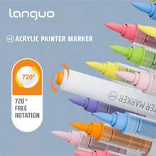 Languo 9色软头丙烯马克笔套装,240色学生DIY涂鸦绘画本内芯,不褪色纸,可堆叠彩色马克笔,亮黑色和肤色系列,适用于人物绘画,防水软丙烯画笔,DIY鞋子和衬衫 - 彩色 - 查看 11