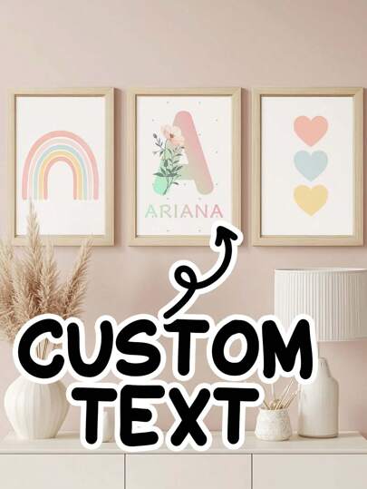 3pcs Frameless Personalized Rainbow Name Art Printing Pictographic Pictures Hot Air Balloon Printing Poster Animal Canvas Art Moon And Stars Wall Art Back To School