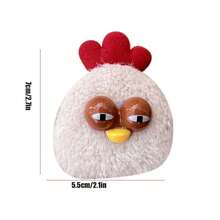 1 件创意可爱小鸡毛绒哑巴咯咯胸针发夹装饰配件 - 彩色 - 查看 3