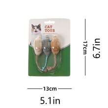 3 件装猫和老鼠玩具毛绒老鼠玩具适合室内猫 - 逼真设计适合室内使用 - 彩色 - 查看 7
