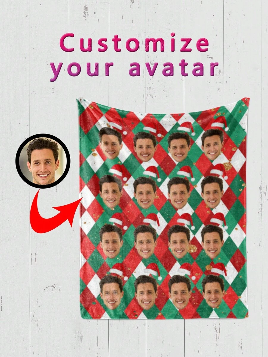 1pc Customizable Photo Printed Flannel Blanket, Personalized Christmas Gift - Soft Woven All-Season Throw Blanket, High-Definition Digital Printing - Ideal Gift For Men, Women, Siblings, Parents, Friends - Versatile, Lightweight, Comfortable For Bed, Sofa, Camping, Travel