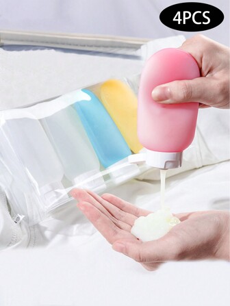 4 pièces Bouteille distributrice de lotion de 60 ml, bouteilles de rangement de voyage en différentes couleurs, décoration pour salon, chambre, salle de bain, accessoires de voyage, mariage, fête, anniversaire, cadeaux pour hommes, mère, père, amis, Nouvel An, accessoires, cadeau amusant