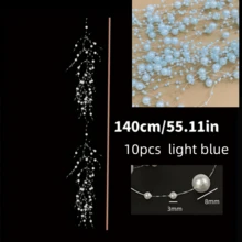 10 hạt nhựa giả ngọc trai màu xanh nhạt 8mm+3mm tròn liên kết, trang trí đám cưới, trang trí nhà cửa và phụ kiện tiệc tự làm - Màu xanh nhạt - Xem 2