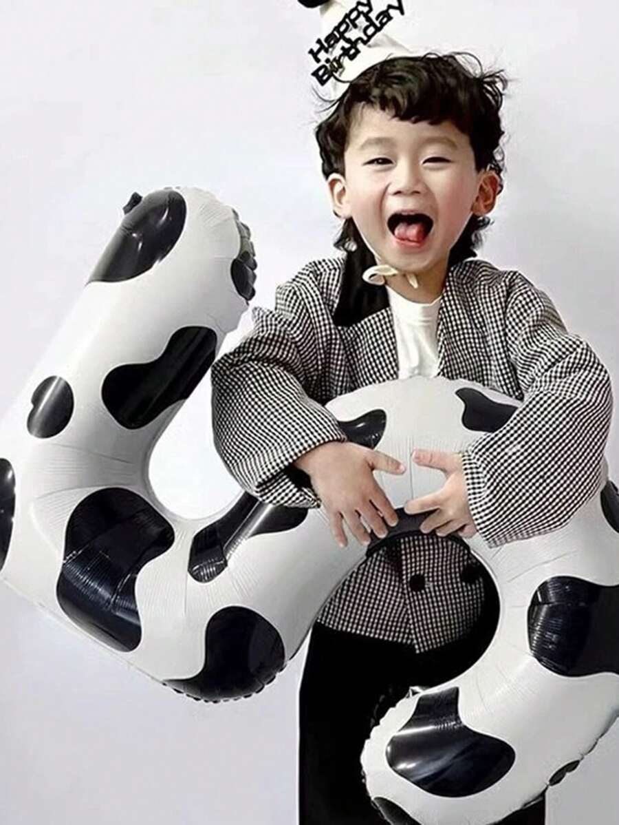1 quả bóng bay in số hình con bò bằng màng nhôm 40 inch có họa tiết sọc đen trắng, số từ 0 đến 9, dùng để trang trí tiệc sinh nhật, kỷ niệm và tiệc độc thân, Giáng sinh