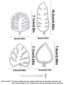 4pcs Tropical Leaf Shaped Baking Molds, Realistic Simulation Baking Tools Kitchen Cookware Set - White - View 2