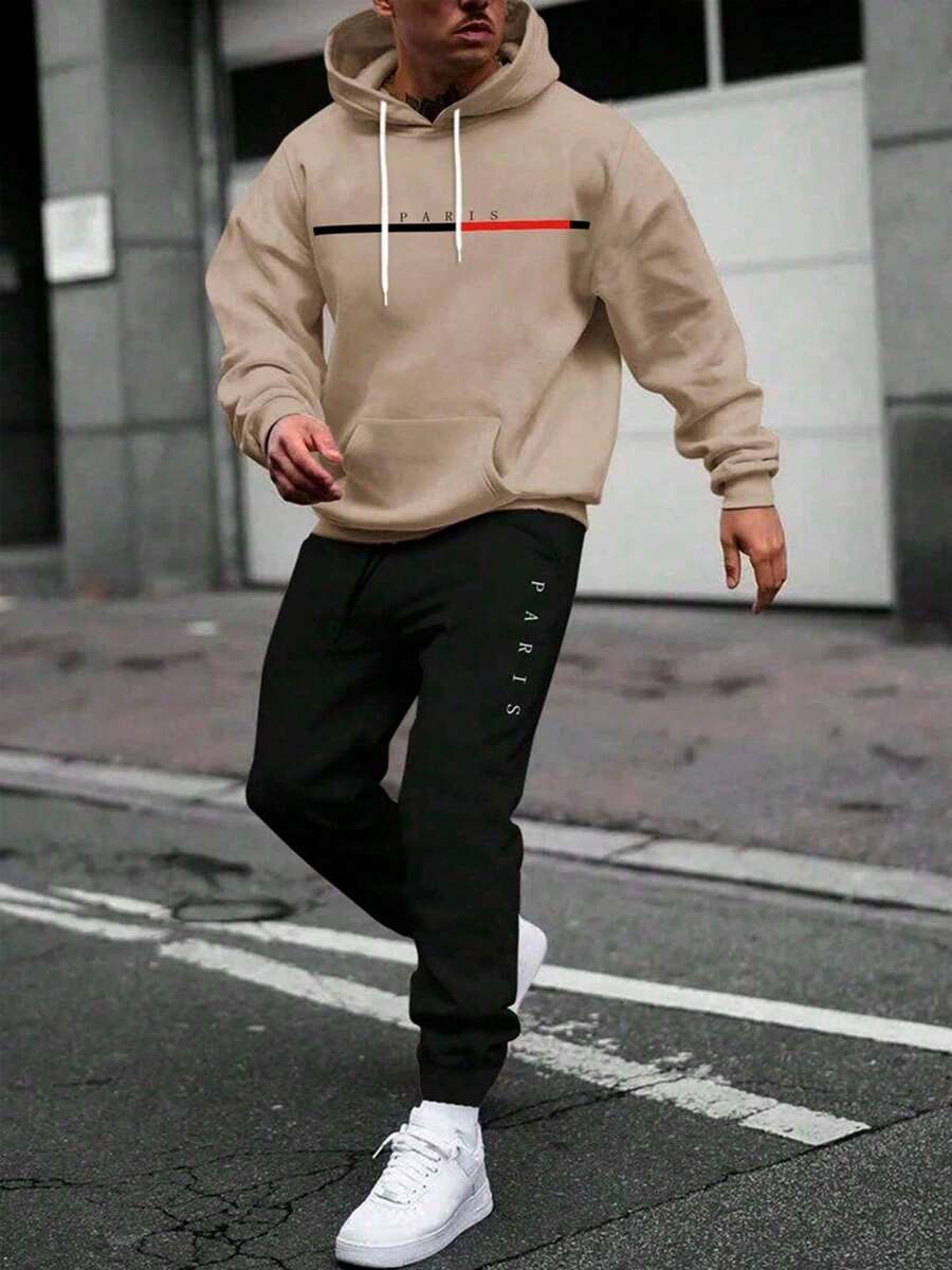 Kit Cold Weather Blouse, Sports Jacket, Paris With Pocket, Classic Hooded Sweatshirt + Paris Pants, Men's And Women's Coat, Fashion - 米色 - 查看 1