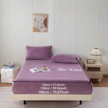1 pieza Sábana ajustada de suave y delicado forro polar de leche, color liso minimalista, cálida y cómoda, de tela de terciopelo de franela, producto de alta calidad para maternidad y bebé (funda de almohada no incluida)