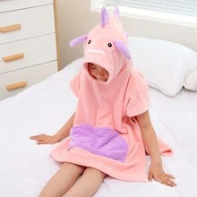 1 chiếc áo choàng tắm trùm đầu in hình khủng long mini cho trẻ em, vải nỉ san hô siêu mềm, nhanh khô, không phai màu, không rụng, áo choàng tắm hoạt hình, mềm mại và thân thiện với da khi mặc ở nhà - 1 mảnh - Xem 12